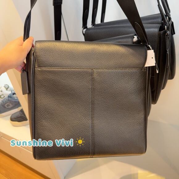 NWT COACH 4007 Houston Map Bag Leather Crossbody Gunmetal/Black - Picture 3 of 5